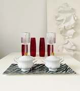 DWIE CUKIERNICE + szklana taca CUKIERNICA PORCELANA