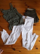 super zestaw spodnie,bluzka na lato rom. s 36