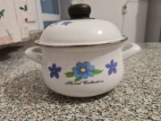 Garnek emaliowany biały kwiaty floral collection