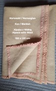 Norweski ciepły i gruby koc z Alpaki i wełny, 180 x 130 cm