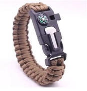 Bransoletka survivalowa paracord SOS zielona, kompas, krzesiwo