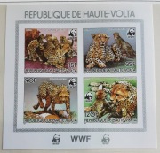 Burkina Faso (G.Wolta) 1984 FAUNA Mi 957-60 B arkusz CIĘTY gepard WWF 70 €