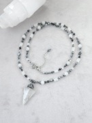 Naszyjnik z kamieni naturalnych, srebrna stal UNIKAT