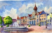Obraz Akwarela - Wejherowo, rynek