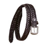 Pasek skórzany męski pleciony 100cm ciemny brąz kolor gorzka czekolada