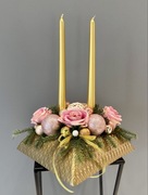 Bożonarodzeniowy stroik na stół, świecznik