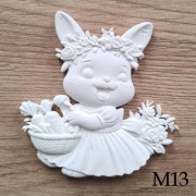 Pani królik w wianuszku z koszykiem figurka do malowania dla dzieci z masy