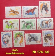Znaczki fauna:174: zwierzęta, psy- ZSRR 1965r **