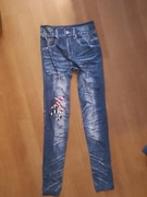 Legginsy imitacja jeansu z prawdziwymi dziurami 