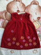 Welurowa czerwona wiśniowa sukienka Snoopy H&M 68 w gwiazdki jak nowa