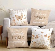 Zestaw 4x Poszewki Dekoracyjne 45x45 cm – Beżowe Motyle Boho Premium