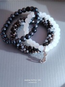 Zestaw 3 bransoletek Hematyt - Jadeit - kryształki - kotek 