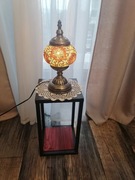 Stolik kawowy, pod kwiaty metal malowany proszkowo i drewno 20x20x35cm