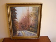 Obraz Droga w lesie olej na płótnie