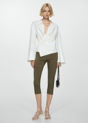 Spodnie legginsy 3/4 M 38 khaki MANGO wiskoza za kolano NOWE metka