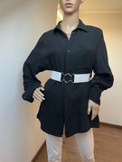 Czarna koszula muślinowa dlugi rekaw y2k oversize relaxed fit 100% bawełna