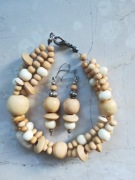 Komplet kolczyki bransoletka drewniane rękodzieło boho etno hippie africa 