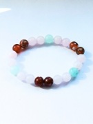 Bransoletka z Kwarcu Różowego, Agatu Karmelowego i Amazonitu | Byk