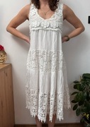 Sukienka długa letnia biała koronkowa bawełniana na co dzień boho M 38