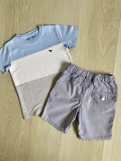 Stylowy komplet chłopięcy NEXT 110 t-shirt w paski szorty casual