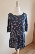 Sukienka bawełniana wiosenna granatowa w drobne kwiatuszki Terranova roz. M
