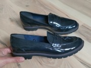 Tamaris 42 27,5 granatowe lakierowane damskie mokasyny 