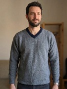 Męski sweter z wełną i moherem Roger David – M/L (szeroki) –  Bdb