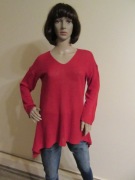 E.B.HERE czerwony sweter lniany 100% len _ L