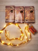 Światła na jutowym sznurku, pakiet 3x 40 led ozdobne choinkowe girlandy