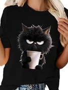 T-shirt Koszulka XXL (46) z nadrukiem Grumpy Coffe Cat
