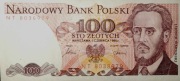 Rarytas PRL Banknot 100 zł Ludwik Waryński 1986 Przesuniety napis 