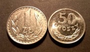 Zestaw PRL 1zł +50gr 1975r AL 