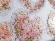 naklejki holograficzne 10 szt kwiaty serca różowe scrapbooking