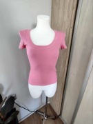 Nowa bluzka O’La Voga S/36 różowa,bawełna,elastyczna, prążek, krótki rękaw