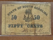 50 CENTÓW USA 1863 , STATE OF SOUTH CAROLINA