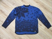 SELBU męski norweski sweter niebieski we wzory 100% wełna _ S