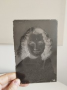 Stara szklana klisza Portret kobiety