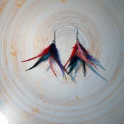 Kolczyki długie pióra naturalne, hand made boho
