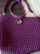 Fioletowa śliwkowa handmade pleciona torebka