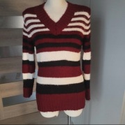 Miękki sweter w paski – nowy bez metki, moher + wełna, L (XL/XXL)