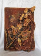 Kompozycja z różami, płaskorzeźba, prezent, kwiaty, floral, miedź, rdza. 