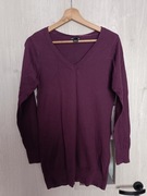 Cienki dłuższy sweter damski kolor fioletowy firma H&M rozmiar M