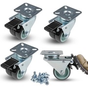 Zestaw 4 kółek meblowych o średnicy 50 mm z hamulcem 354