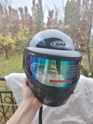 Czarny kask motocyklowy podwojna szyba rozmiar L