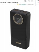 Powerbank Dudao K12Pro 22,5W PD 20000mAh USB-A, USB-C - czarny