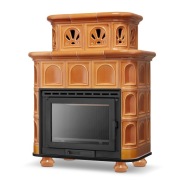 Piec kaflowy z żeliwnym wkładem SALZBURG miodowy