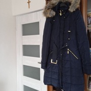 Płaszcz ocieplany granatowy r S/36 stan bardzo dobry 