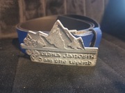 Pasek do spodni ze skóry z pięknym motywem Tatr 