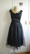 Vintage sukienka z gorsetem czarna 80s 90s koktajlowa M piękna acetat