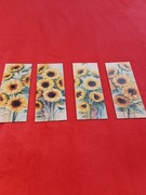 Zestaw 4 drewnianych obrazków ze slonecznikami